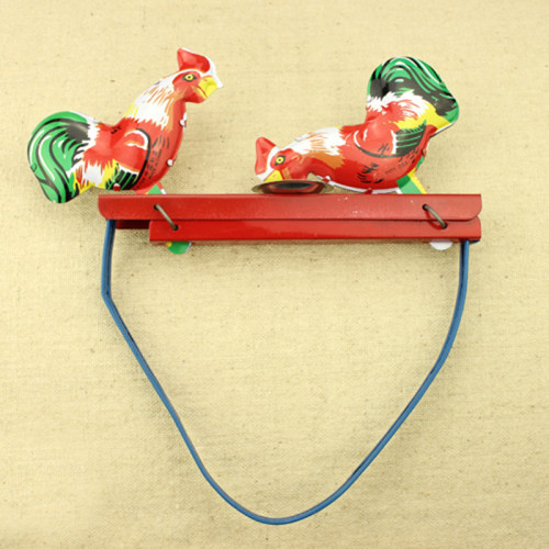 80后怀旧经典铁皮玩具小鸡啄米对鸡幼儿玩具复古摄影道具摆件