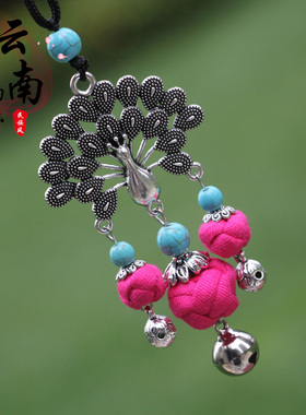 苗银孔雀小球球铃铛女清新项链