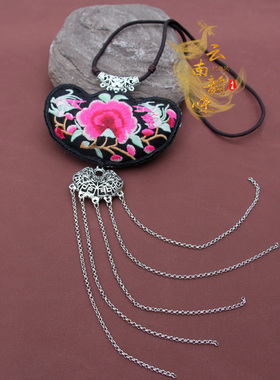 合金布艺棉麻绳女仿老绣长款百搭