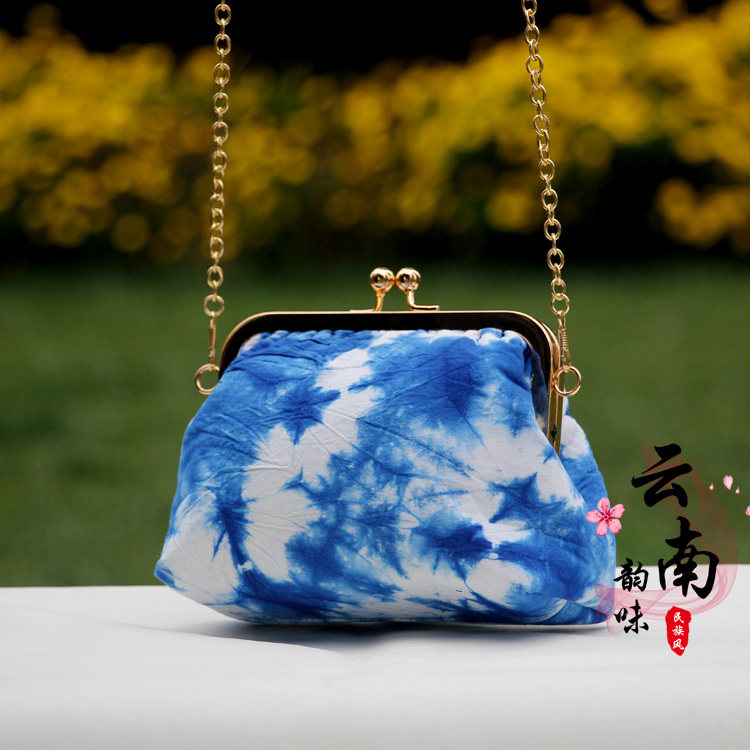 手工扎染零钱包女民族风小包卡包收纳布包硬币包国风手拿包送老外