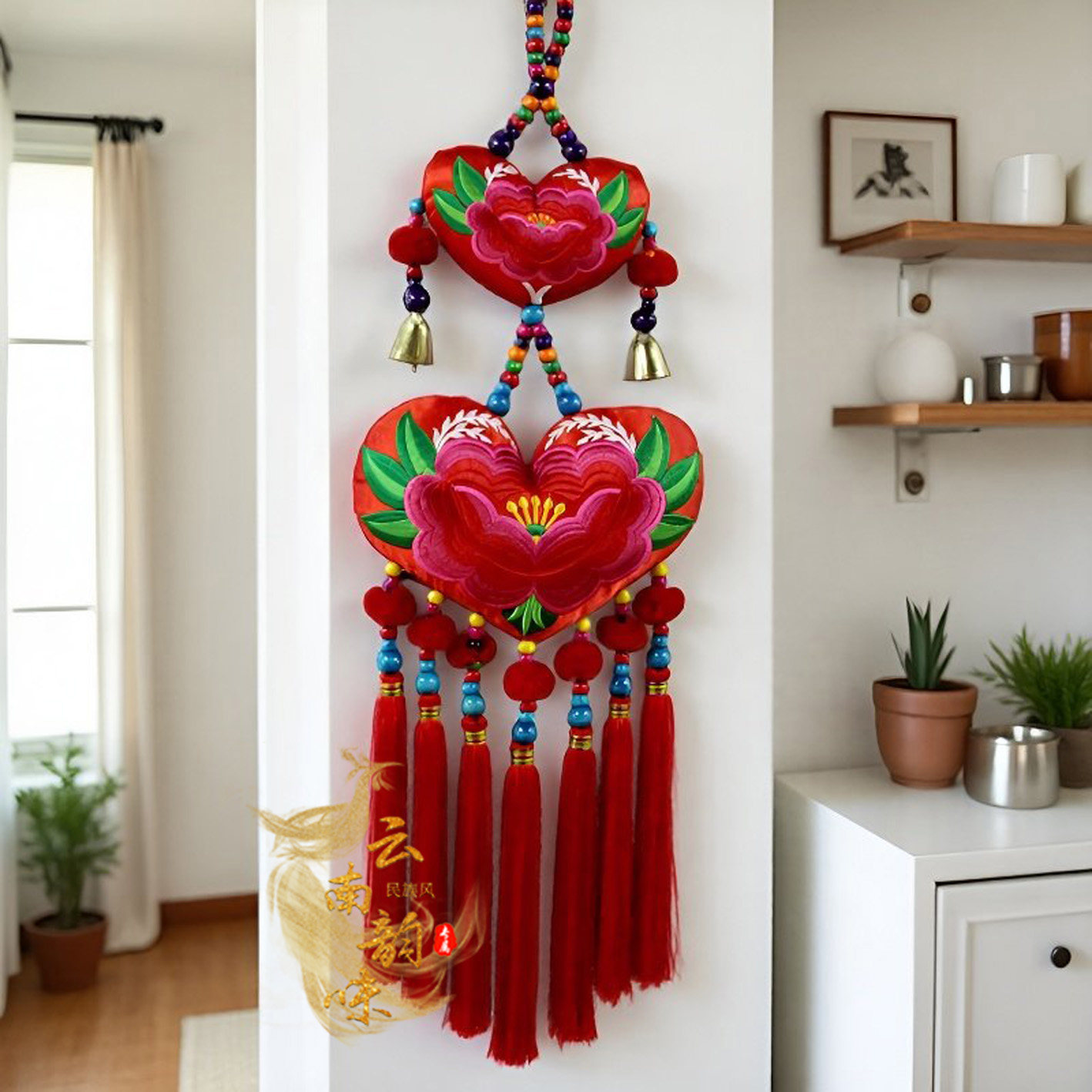 云南民族风绣花中国结挂件酒吧茶室大挂饰壁挂布艺双面刺绣荷包,节庆用品/礼品,挂饰/生肖挂饰,淘宝优惠券,粉丝福利购,淘宝优惠卷