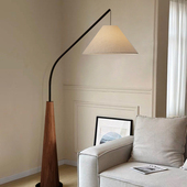 饰氛围灯 木纹地灯书房复古风民宿钓鱼灯装 法式 中古客厅落地灯中式