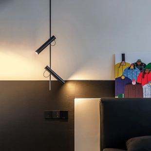 极简意式灯卧室床头吊灯双头长条射灯北欧书房高级感玄关过道吊灯