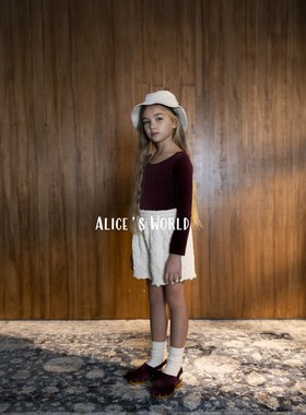 Alice's World21秋冬bebe organic儿童菱纹厚实白色短裤灯笼裤111