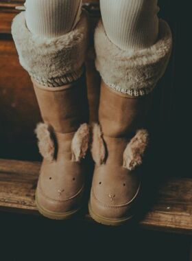 荷兰DONSJE 秋冬儿童加绒鞋子靴子雪地靴小动物棉靴小熊