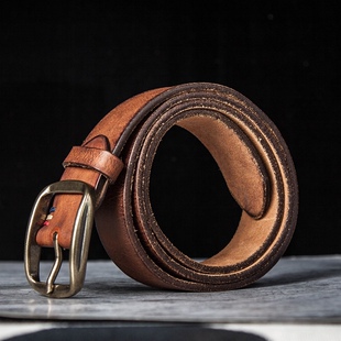 纯牛皮男士腰带男加长加厚牛皮裤带真皮针扣男休闲牛仔裤皮带百搭