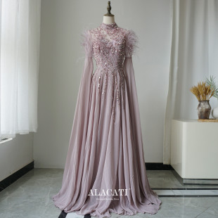 Alacati 小立领高腰显瘦晚礼服女独唱名媛晚宴演 外贸奢华重工水袖