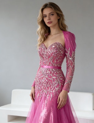 Alacati 抹胸鱼尾时尚两穿重工鱼尾晚礼服女年会演出晚宴出口外贸