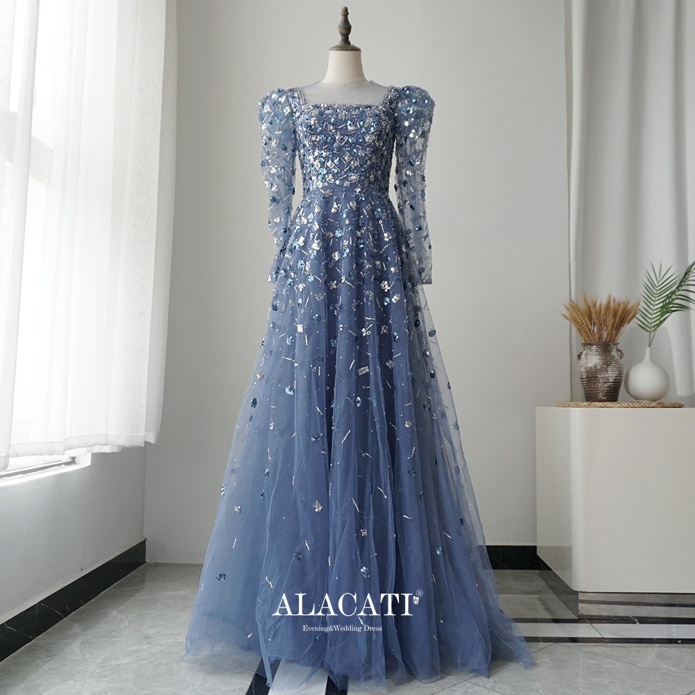 Alacati高端长袖优雅气质显瘦晚礼服女年会主持名媛晚宴演出口欧