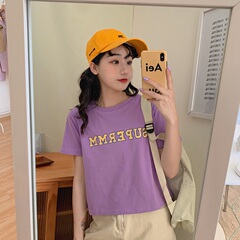 Real shooting fabric; 100% cotton 2021 summer new short sleeve T-shirt