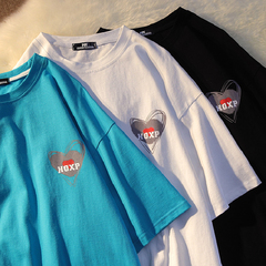 Double ground milk silk summer new fashion short sleeve student lazy printing medium length T-shirt