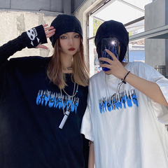 Double ground milk silk summer new fashion short sleeve student lazy printing medium length T-shirt