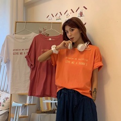 New summer short sleeve T-shirt made of real fabric cotton