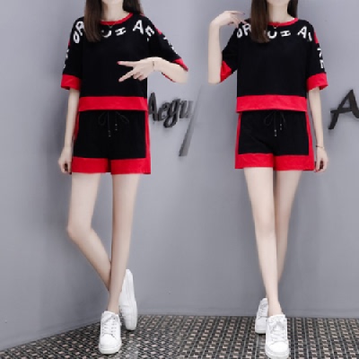 Net red two-piece suit playful new summer dress women's fashion Korean version foreign style very fairy Qi Yujie suit