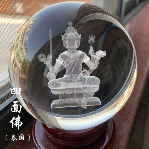 书房东南亚水晶球四面佛摆件