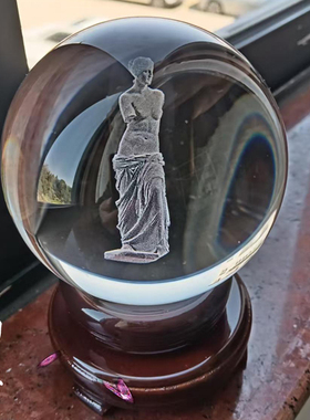 世界著名雕塑断臂维纳丝女神Venus摆件纯手工制作水晶球激光精品