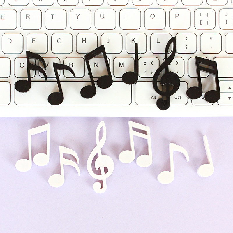 黑白音符磁性贴冰箱贴 留言贴高音符号磁力贴 磁性音符教具1套6个