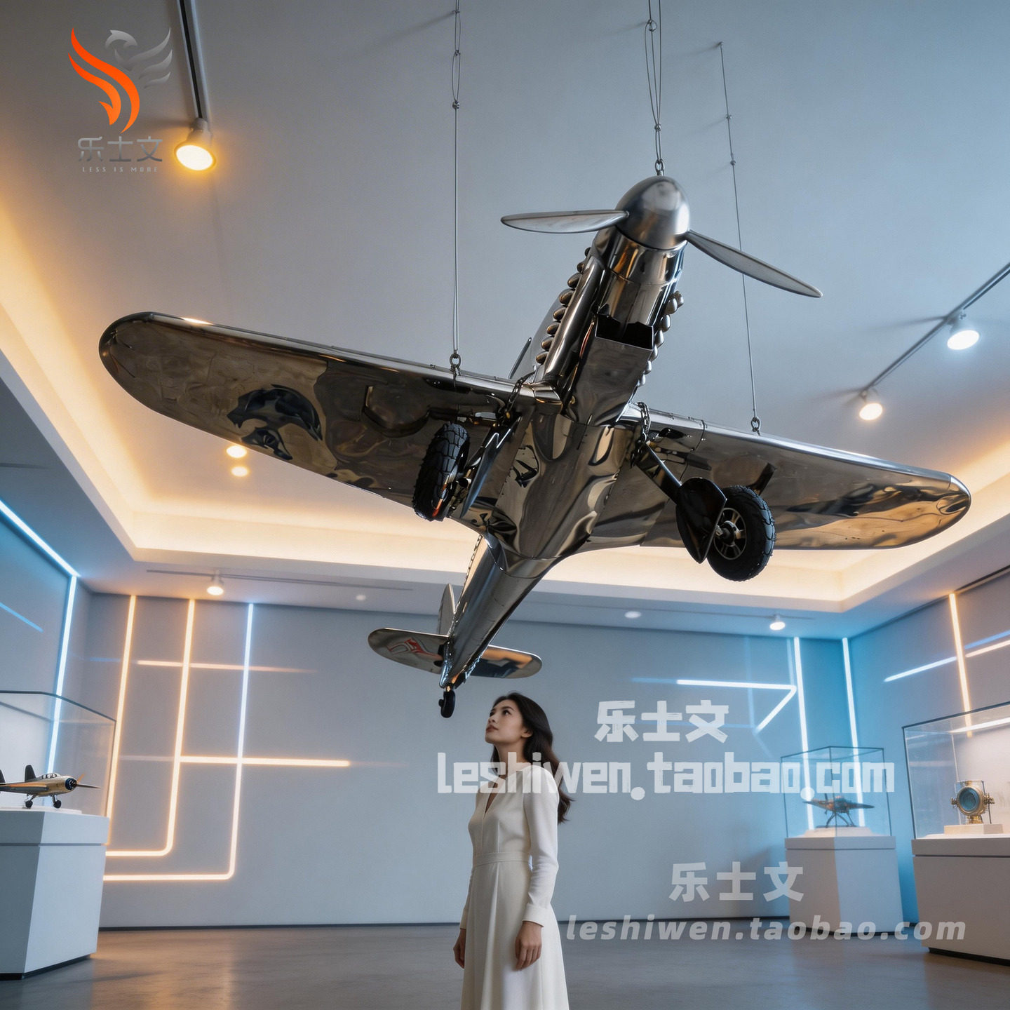 二战暴风战斗机BF109 Me-109不锈钢飞机创意酒吧网咖创意装饰吊饰