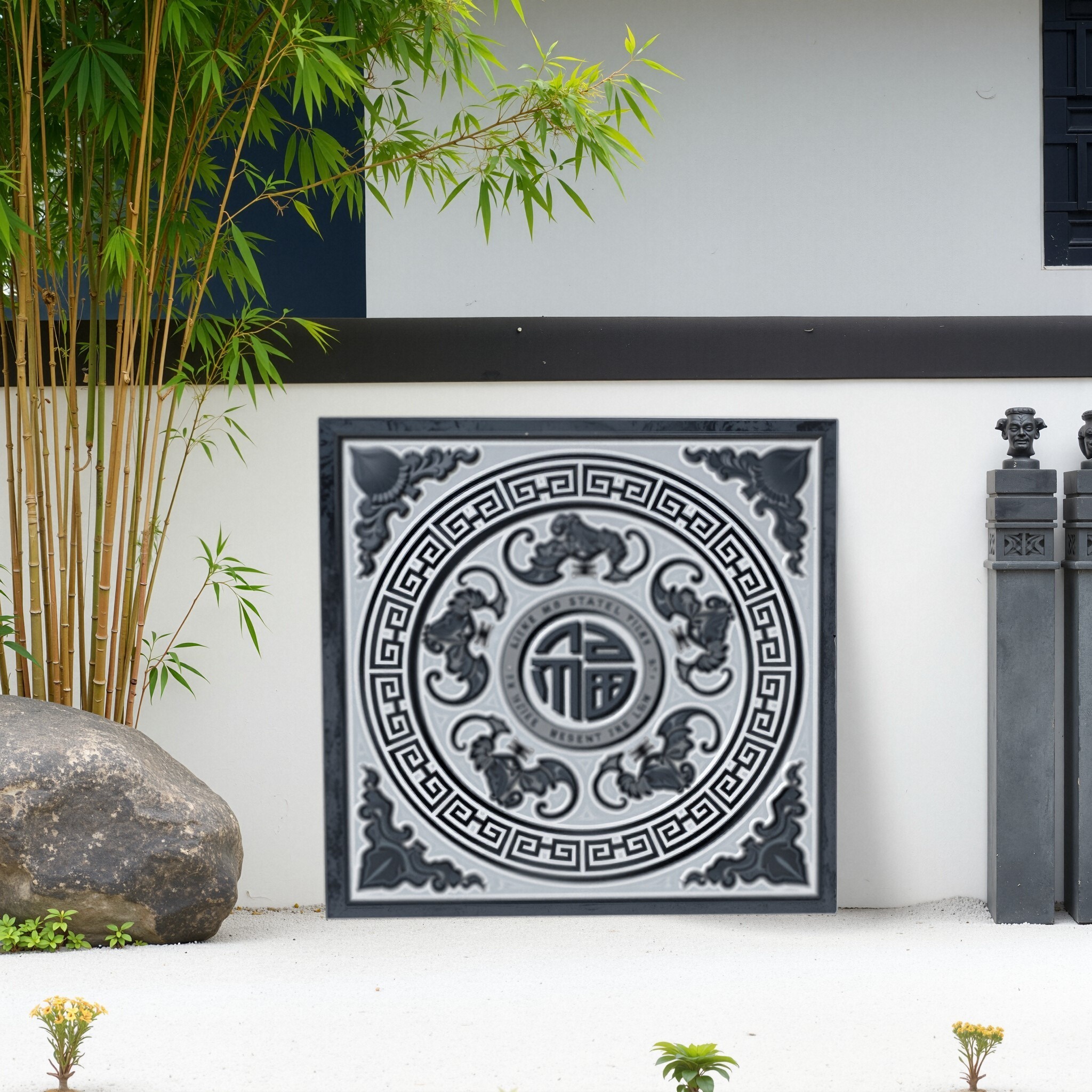 石雕五福临门福字浮雕青石浮雕壁画雕刻大理石地雕铺路石板