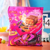 俄罗斯进口巧克力糖纯可可脂烤花生夹心香浓美味休闲零食年货喜糖