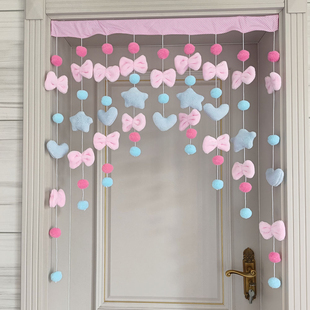门帘隔断帘家用卧室免打孔装饰挂布可爱少女心公主风房间遮挡帘子