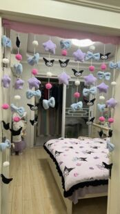 库洛米门帘挂帘少女心卧室门帘儿童房间玄关挂饰装饰帘免打孔挂饰