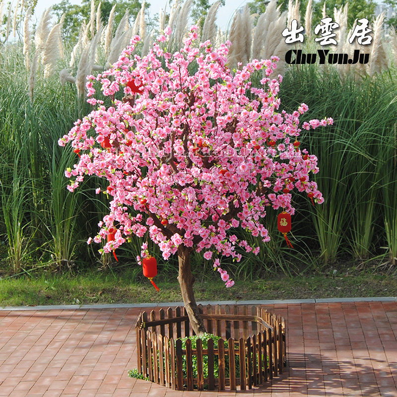 仿真桃花树樱花树梅花许愿树道具挂件树假桃树室内装饰树干造型树