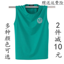 Mùa hè không tay T-Shirt nam lỏng vest nam mỏng vòng cổ bông thể thao tập thể dục kích thước lớn vest stretch vest