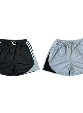C7美式运动球裤尼龙网眼拼接复古四分裤吊裆不过膝男休闲宽松短裤