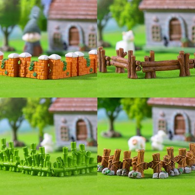 微景观创意木板石头栅栏短桥靠椅