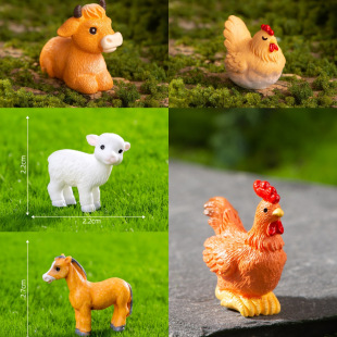 微景观创意牛马羊鸡小动物 饰品配件迷你小摆件 田园农场造景diy装