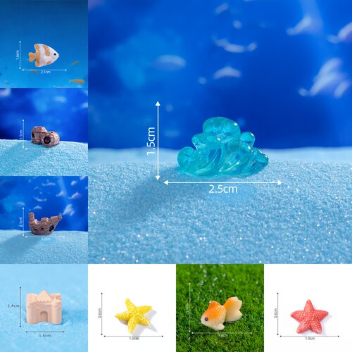 仿真小海星海浪小鱼微景观装饰品