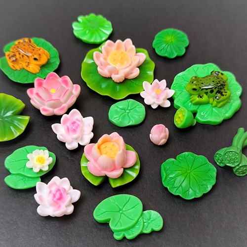 微景观创意仿真假山水荷花荷叶