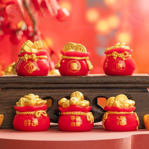 微景观新春摆件元宝福袋新年装饰