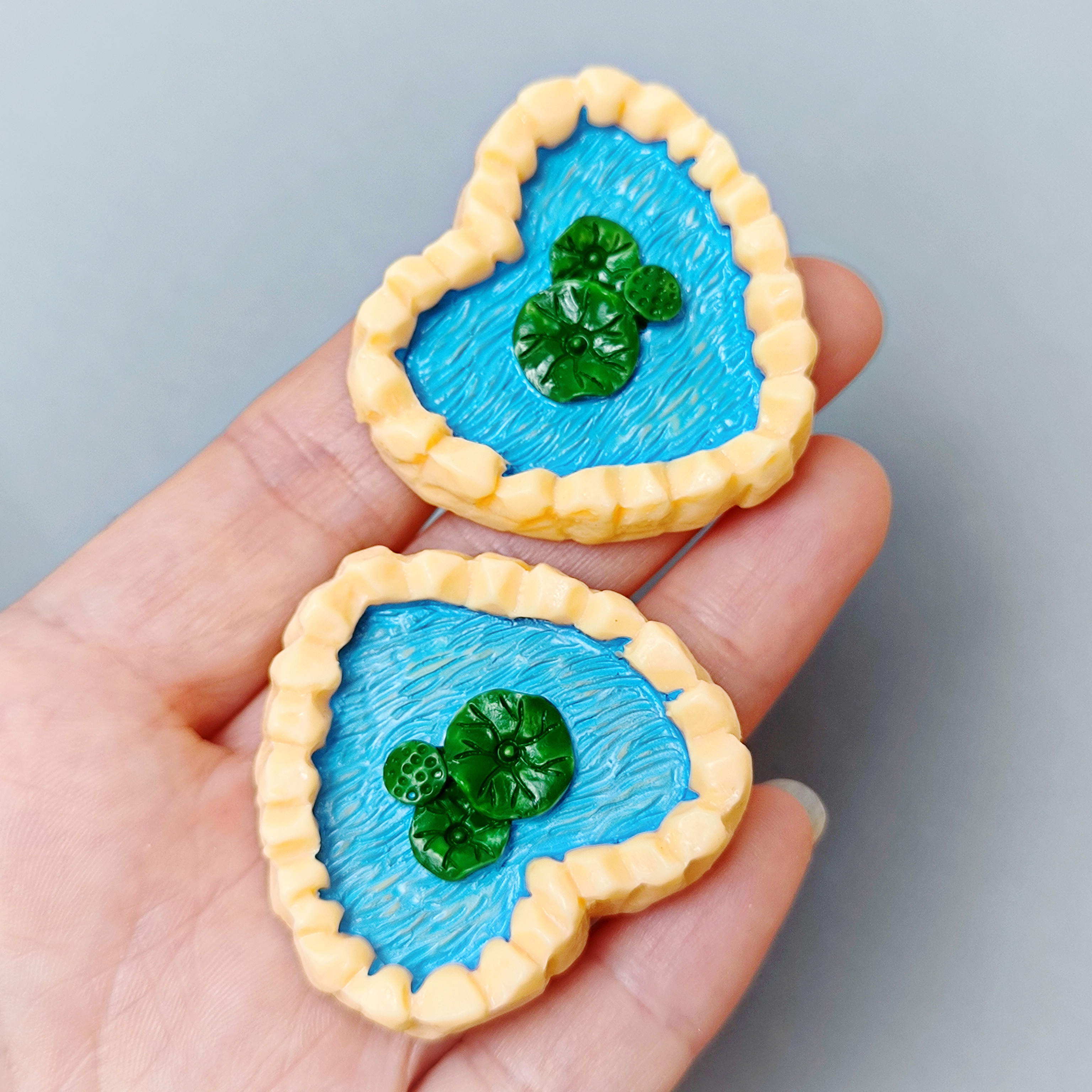 仿真爱心水池荷叶水池模型小摆件