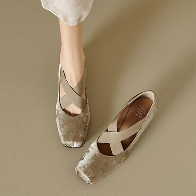 ins力荐！巨巨软~新中式交叉带包头半拖鞋女夏中跟方头芭蕾穆勒鞋