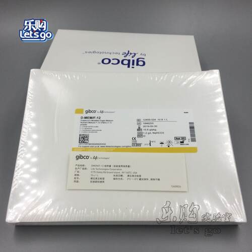 干粉培养基DMEM-F12，无碳酸氢钠  品牌：invitrogen 货号：12400-024 包含15mM HEPES缓冲液和L-谷氨酰胺，不含碳酸氢钠 10*1L 盒