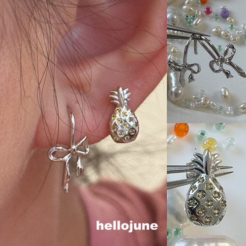 hellojune s925银 蝴蝶结挂耳耳环