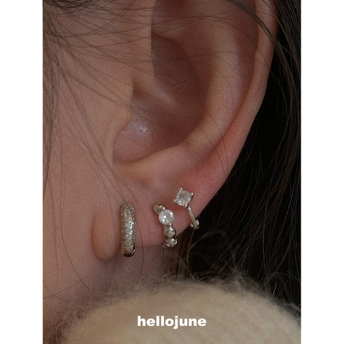 hellojune s925通体925银 贴耳耳环 迷你小耳圈系列 耳骨环