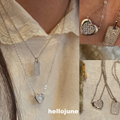 莫桑钻满钻无事牌项链 hellojune 通体925银 实心爱心满钻项链