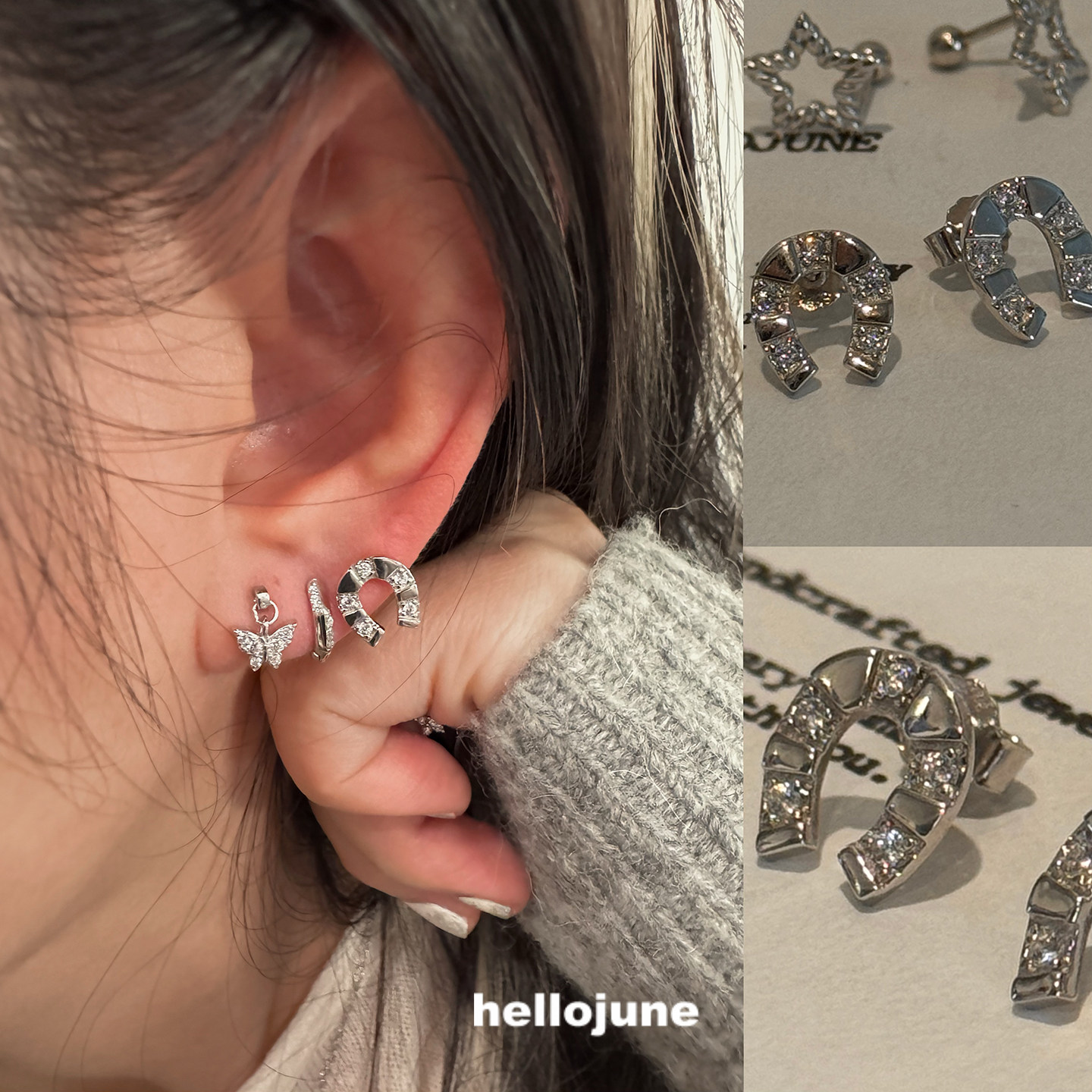 hellojune 通体925银 马年小马蹄耳钉,饰品/流行首饰/时尚饰品新,银饰耳饰,淘宝优惠券,粉丝福利购,淘宝优惠卷