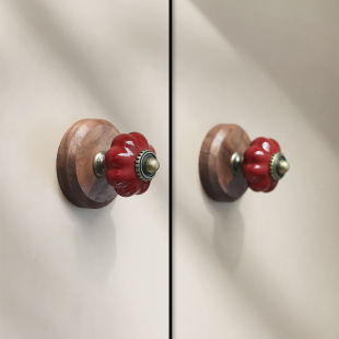 黑胡桃木柜门柜子把手抽屉拉手复古法式免打孔粘贴式实木制中古风