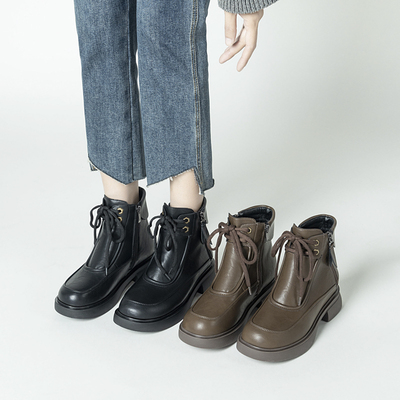 厚底短靴女2025新款平底马丁靴女冬季加绒雪地靴软底爆款防滑靴子