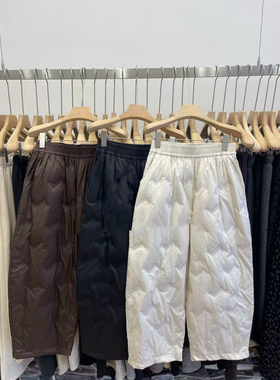 MM Studio 2025新款韩花苞羽绒裤外穿休闲时尚菱格宽松显瘦8089