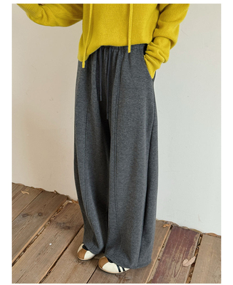 MMStudio韩系慵懒风2025冬季加绒加厚中线弯刀裤高腰显瘦阔腿2553