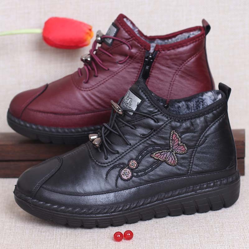 老北京布鞋女棉鞋新款冬妈妈棉鞋松紧带老太太大码仿兔毛保暖棉靴