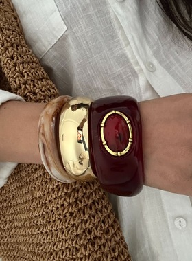 辣辣家复古港风亚克力手镯女小众设计感高级轻奢气质百搭手环手饰