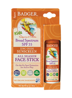 美国直购Badger贝吉獾儿童四季用防晒霜防晒棒SPF35柑橘香草18.4g