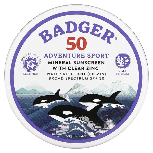 美国直购Badger贝吉獾矿物质抗晒霜SPF50无香型68g氧化锌物理防晒