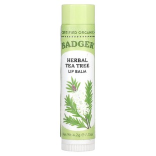 美国直购Badger贝吉獾有机草本润唇膏茶树迷迭香薄荷油薰衣草4.2g